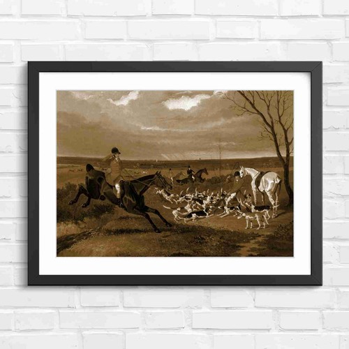 Vintage fox hunt scene - hunt, with