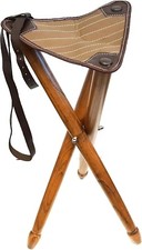 Folding 3 Leg Wood Tripod Seat Stool Camping Travel Fishing Chair Festival