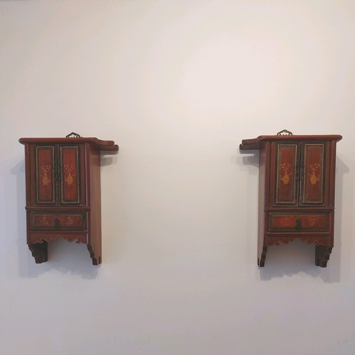 Antique pair wall cabinets - pair,
