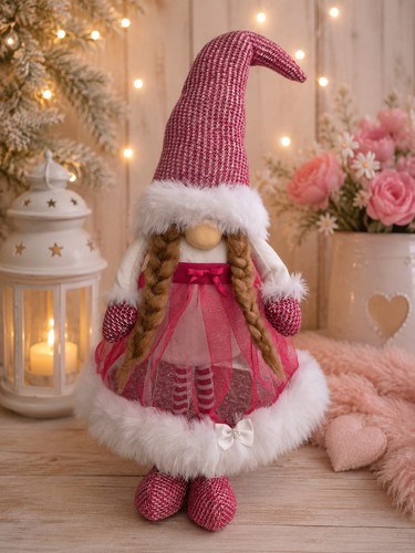 Handmade pink christmas gonk - handmade,