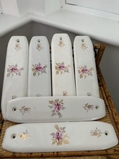 Vintage Porcelain Fingerplates Ceramic Floral Door Push Plates Floral Design X 6