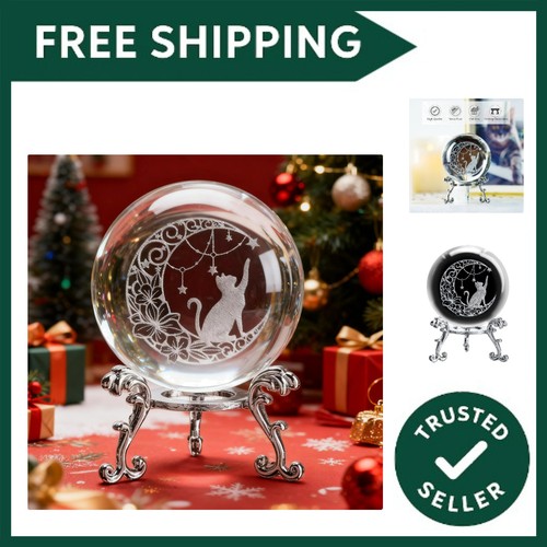 Cat crystal ball paperweight - crystal,