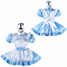 Girl Maid Sissy Blue Satin