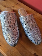 Next Silver Grey Sparkly Flat Mule Slippers Sandals Size 8 Brand New