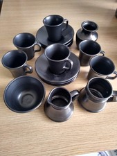 16 pc set Vintage Prinknash Abbey Pottery Tea Set Pewter effect 