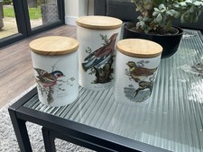 Vintage 1978 Portmeirion Bird Storage Jars Canisters X 3