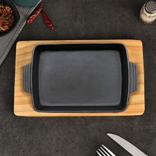Pre-seasoned Rectangular Cast Iron Roasting Pan Baking Tray Lasagna Baked Beef