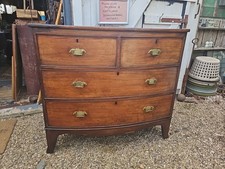 Antique mahogany bow front 4 drawer chest of drawers Splay Leg 