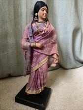 Vintage/ Antique Indian Hindu Doll, Costume Doll on stand Realistic Features £30
