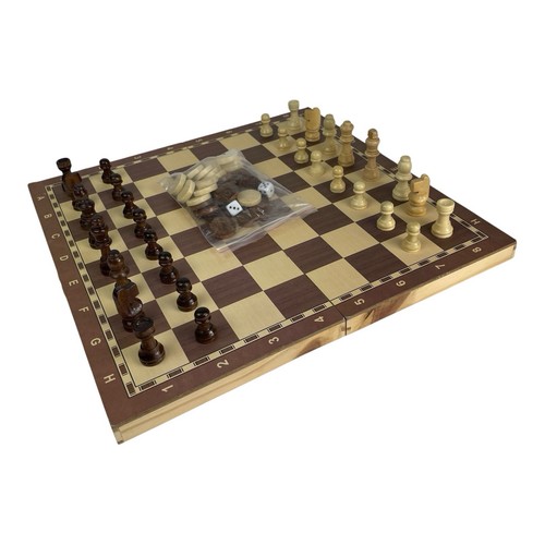 Wooden chess backgammon set - wooden, &