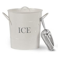 Ice Bucket with Lid Tongs & Scoop Bottle Wine Cooler Metal Table Centrepiece