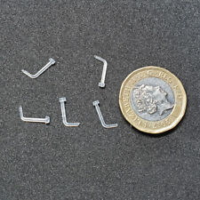 5x Nose Stud Hypo Allergenic Clear Acrylic Plastic Retainer Care L Bar UK 18g