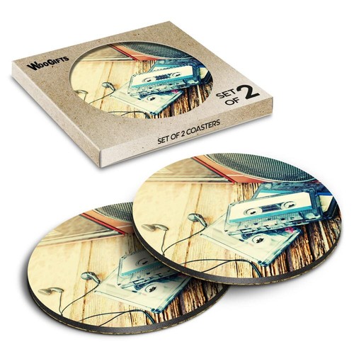 Round mdf coaster old cassette - mdf,