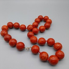 Stunning Vintage Coral Necklace Large Beads 202g. With 9ct Gold Clasp