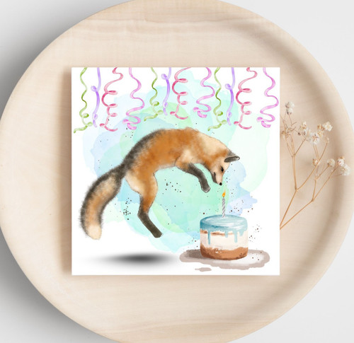 Fox birthday card - birthday, card,