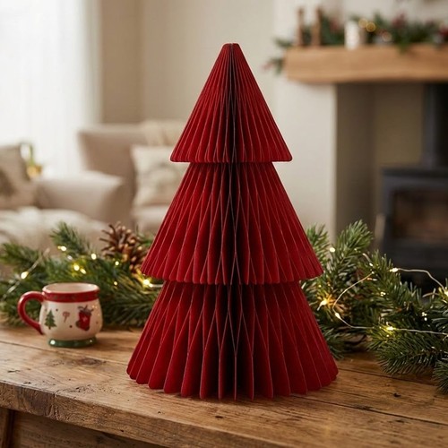 Red christmas tree paper - red,