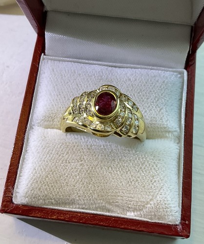 18k gold ruby diamond - ruby, &