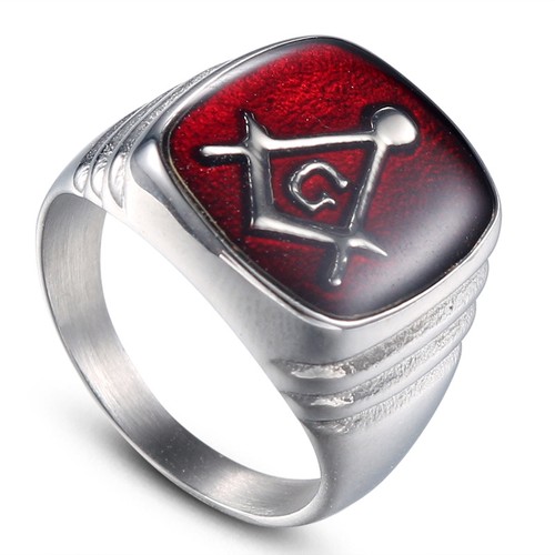 Masonic ring red epoxy square - masonic,