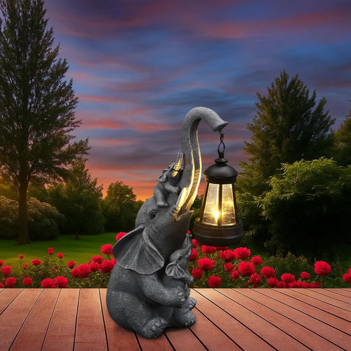 Solar elephant statue light - solar,