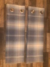 NEXT DUCK EGG TEAL Blue Tweedy Woven Check Eyelet Lined Curtains 168X200CM