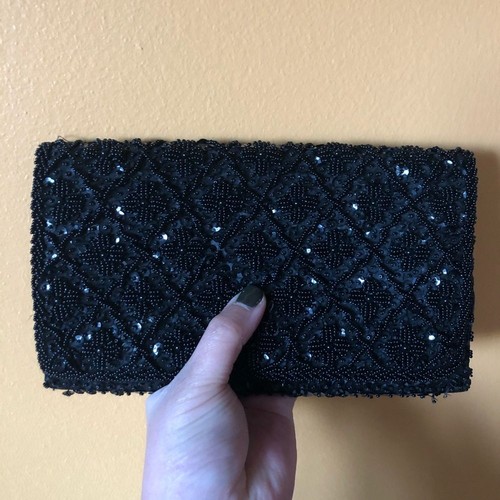Handmade beaded black envelope - handmade,