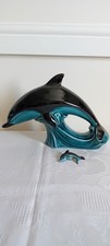 Vintage 1970s Poole Pottery Dolphin Ornament & Brooch
