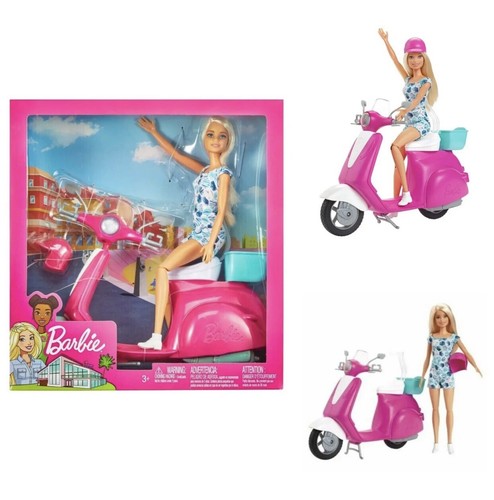 Barbie doll and - and, scooter