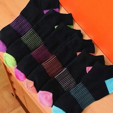1 - 6 Pairs Women's Soft Colourful Toes Trainer Black  Sports Socks 3-6 UK  104
