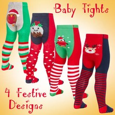 Baby Toddler Girls Boys Christmas Tights Cotton Rich Xmas Novelty Festive Design