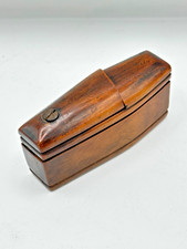 GEORGIAN TREEN SNUFF BOX COFFIN SHAPED TRICK LID 10CM early 18th c