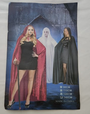Full Length Hooded Velvet Cloak Fancy Dress Costumes 140cm Long Black