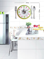 New Unique DIY Stick on the Wall Clock In Colourful Plate Diner Set For Kitchen