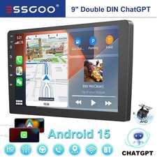 Double 2DIN 9" Car Stereo Chatgpt Android 15 WIFI GPS BT 4+64GB Radio RDS +Cam