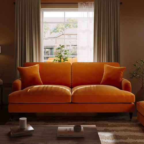Orange velvet sofa - orange,