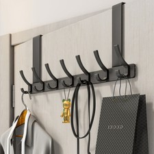 Over the Door 14 Hooks Rack Home Bathroom Metal Towel Hanger for Clothes Coat UK