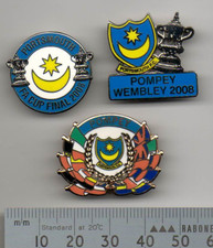 Three Vintage Portsmouth Pompey Badges including two from the FA Cup Final 2008