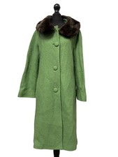 L.K BENNETT Green 100% Wool Single Breasted Faux Fur Collar Jacket UK10 S86 