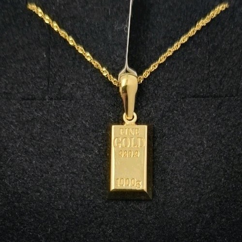 18k gold pendant and chain - 18k,