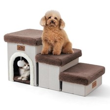 Stairs for Small Dog with Storage or Condo Foldable Pet Step with Cover 18 inch