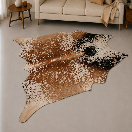 Genuine brown white cowhide - brown,