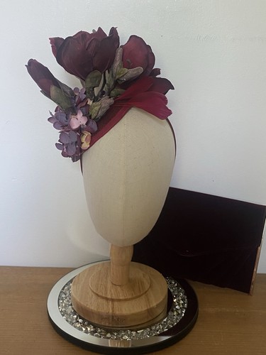New burgundy magnolia pillbox - new,