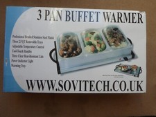 3 Pan ELECTRIC BUFFET SERVER ADJUSTABLE TEMP.  FOOD WARMER HOTPLATE FREEPOST UK