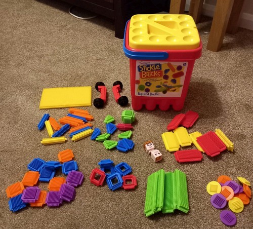 Stickle bricks red bucket all - bricks,