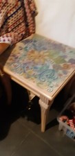 Coffee Table Hand Painted cream hippy collect cannock Christmas snack table