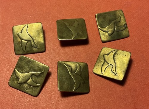 Six vintage brass buttons - brass, with