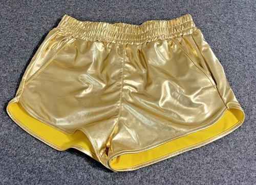 Gold metallic shorts m - sz,