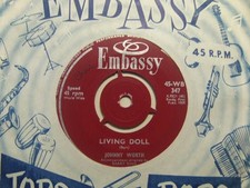 Johnny Worth – Living Doll 1959 7” Embassy WB 347 cliff richard cover copy