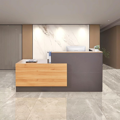 Shaped reception desk with - desk,