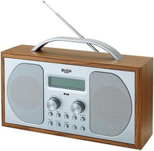 Bush DAB Bluetooth Radio in Brown Wood Cabinet | Mains & Battery Operated