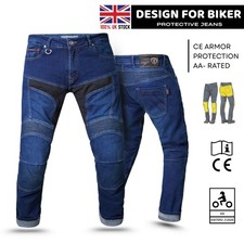 Mens Motorcycle Jeans Made with Kevlar CE Armoured Protective Motorbike Trousers